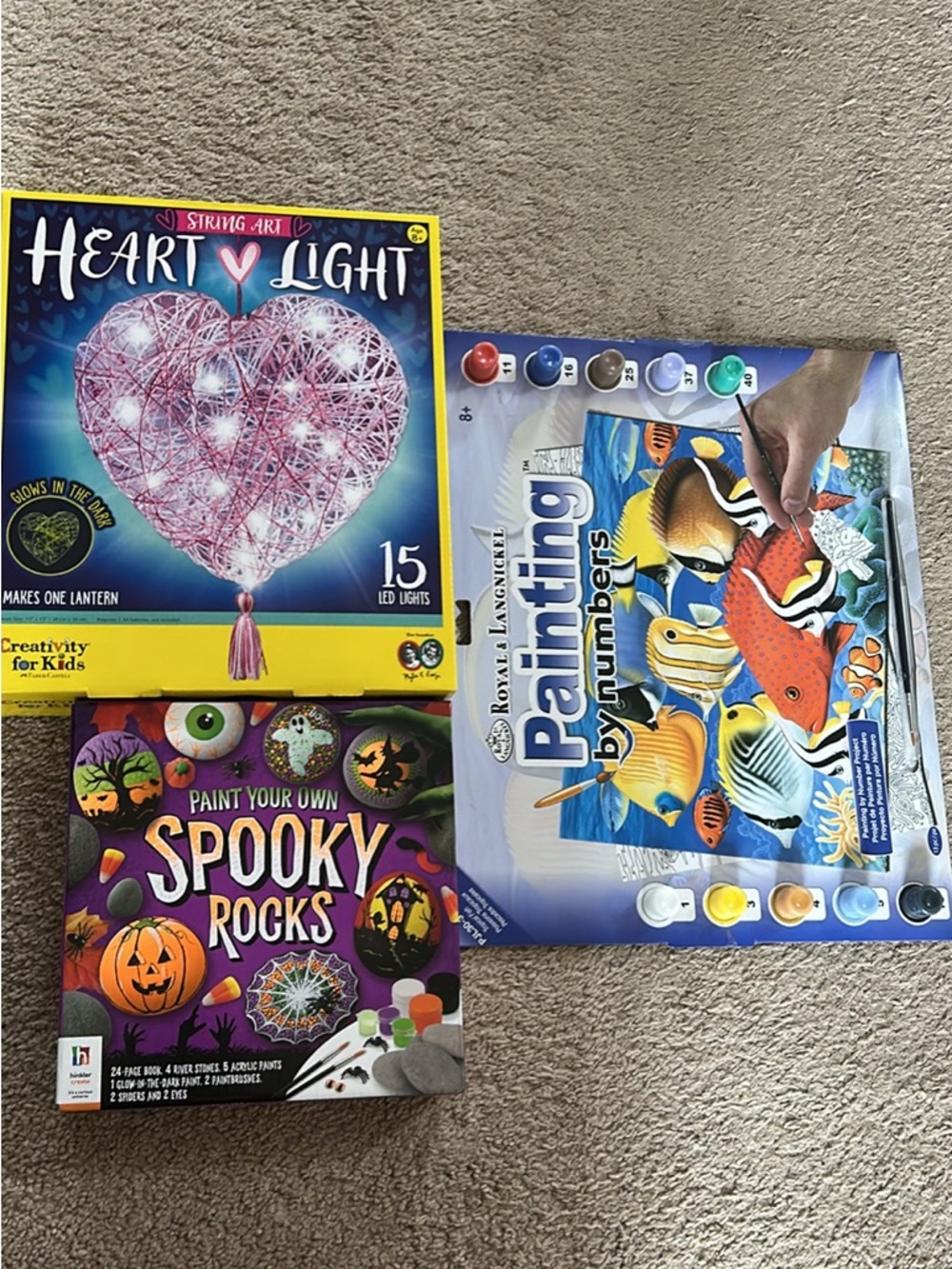 Heart Light, Paint-by-Numbers & Spooky Rocks Craft Kits - Pink, Blue, Purple